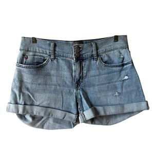 Hudson New Women’s Ruby Mid Thigh Shorts Denim Jeans Distressed Light Wash 31